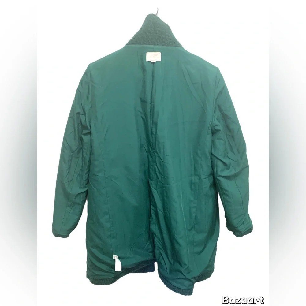 LOFT Women’s Green Bouclé Coat Size Zip Front Winter Jacket Size Large